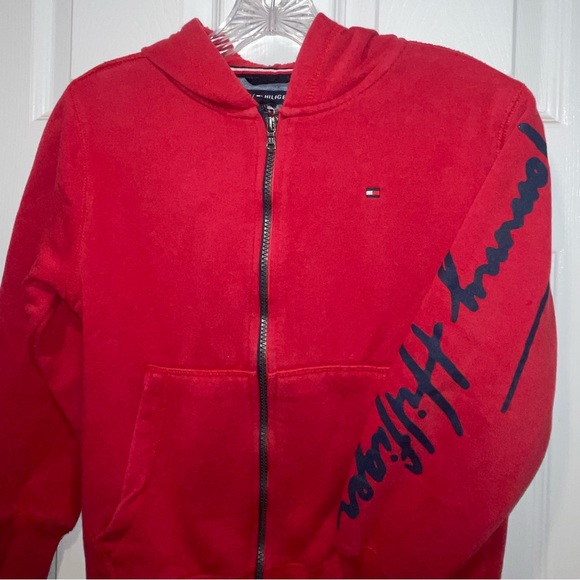 Unisex Tommy Hilfiger Red Full Zip Sweatshirt S (8/10) - Picture 2 of 4